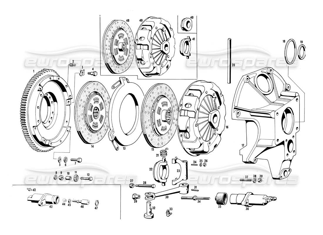 a part diagram from the maserati ghibli (1967-1973) parts catalogue