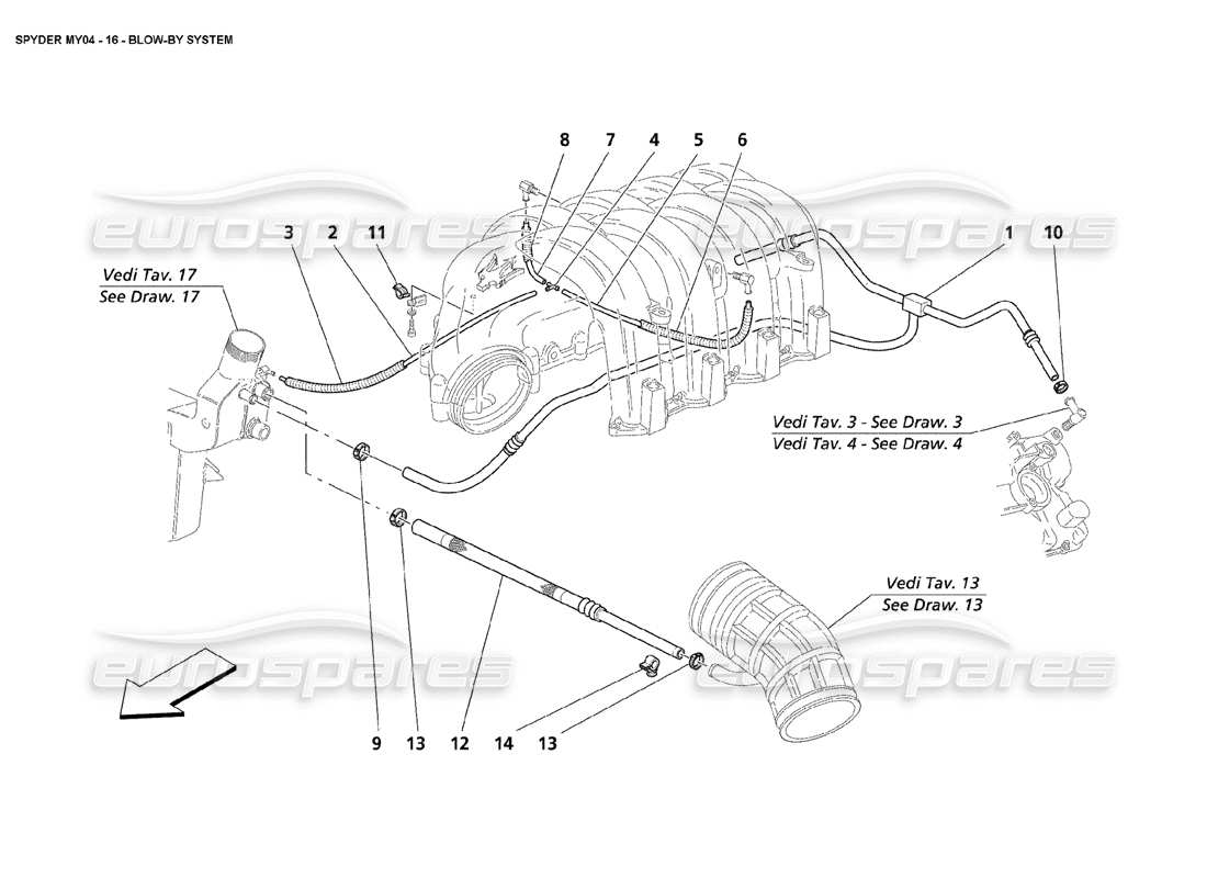 a part diagram from the maserati 4200 spyder (2004) parts catalogue