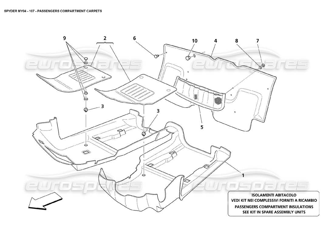 a part diagram from the maserati 4200 spyder (2004) parts catalogue
