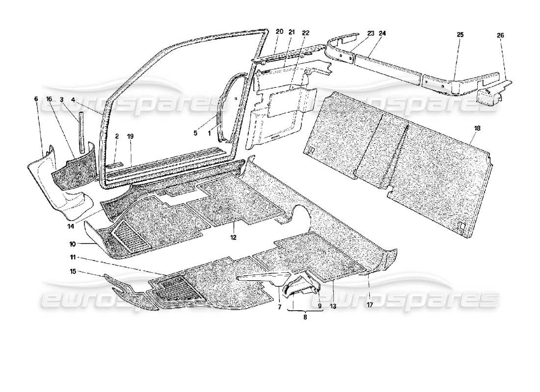 VIEW PARTS DIAGRAMS FROM THE FERRARI MONDIAL PARTS CATALOGUE a part diagram from the ferrari mondial parts catalogue
