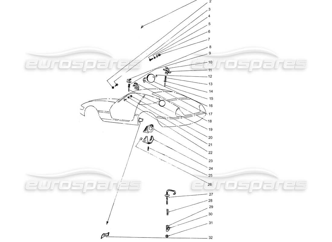 a part diagram from the ferrari 365 gtb4 daytona (coachwork) parts catalogue