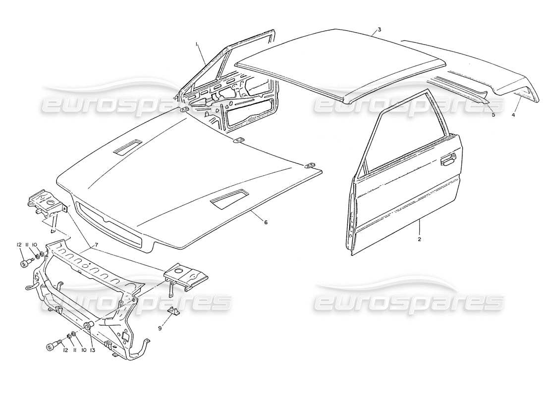 a part diagram from the maserati ghibli (1993-1995) parts catalogue