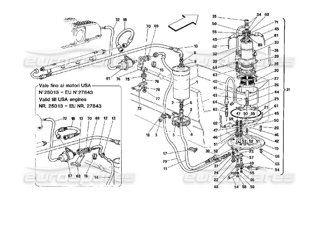 a part diagram from the Ferrari Mondial 3.4 t Coupe/Cabrio parts catalogue