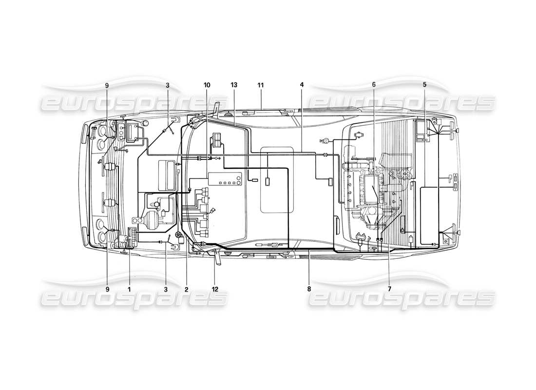 a part diagram from the ferrari mondial 3.2 qv (1987) parts catalogue