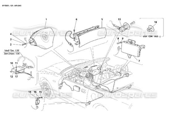 a part diagram from the maserati 4200 spyder (2002) parts catalogue