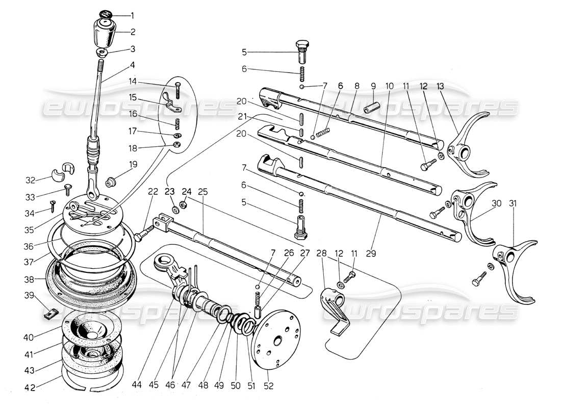 VIEW PARTS DIAGRAMS FROM THE LAMBORGHINI COUNTACH LP400 PARTS CATALOGUE a part diagram from the lamborghini countach lp400 parts catalogue