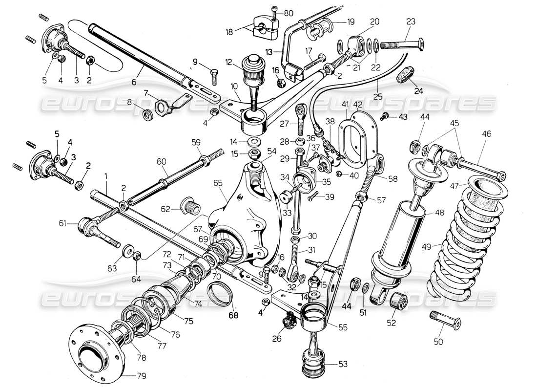 a part diagram from the lamborghini countach lp400 parts catalogue