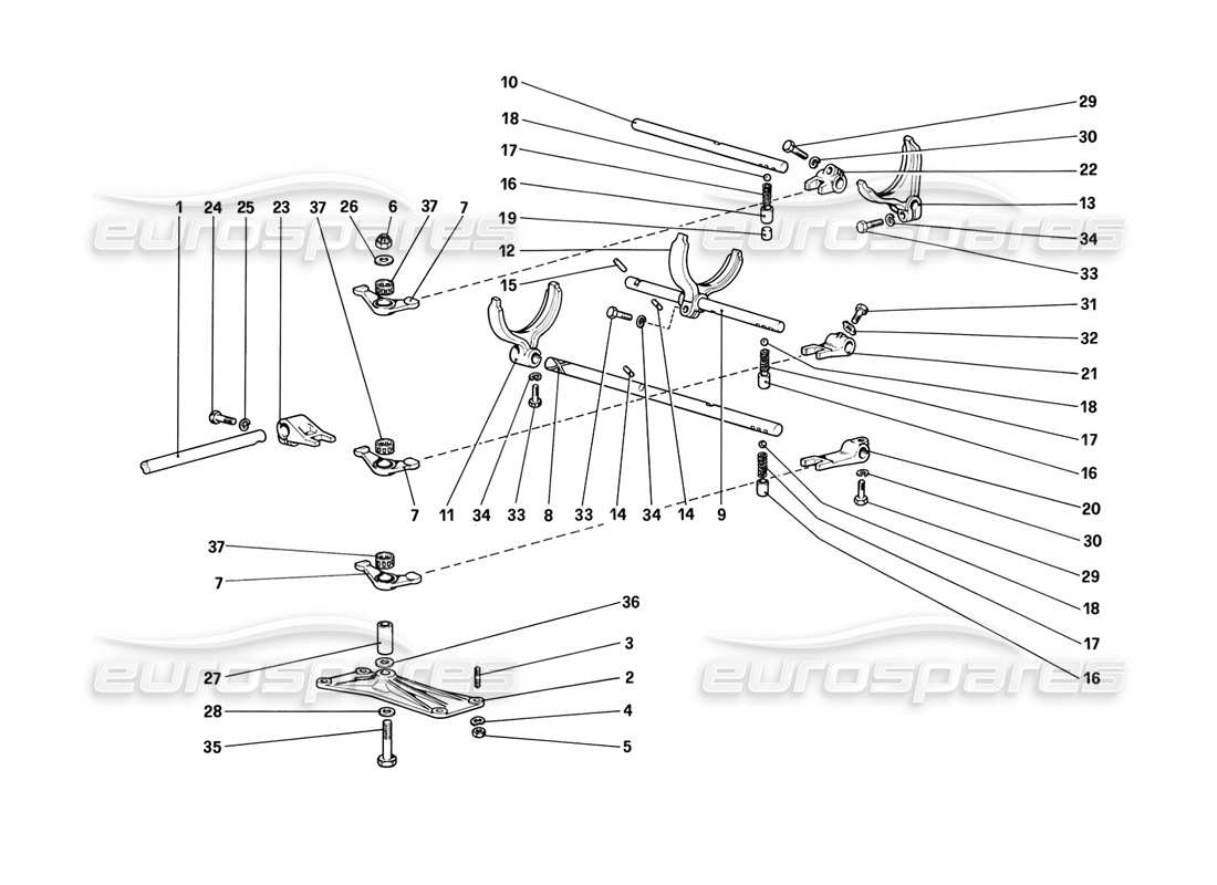 a part diagram from the ferrari mondial 3.2 qv (1987) parts catalogue
