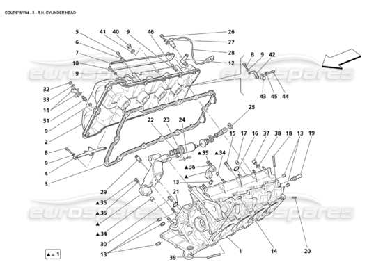 a part diagram from the maserati 4200 parts catalogue