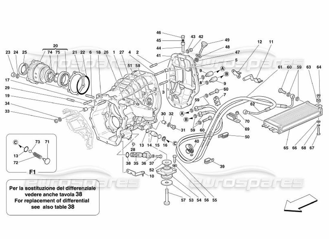 a part diagram from the ferrari 575 superamerica parts catalogue