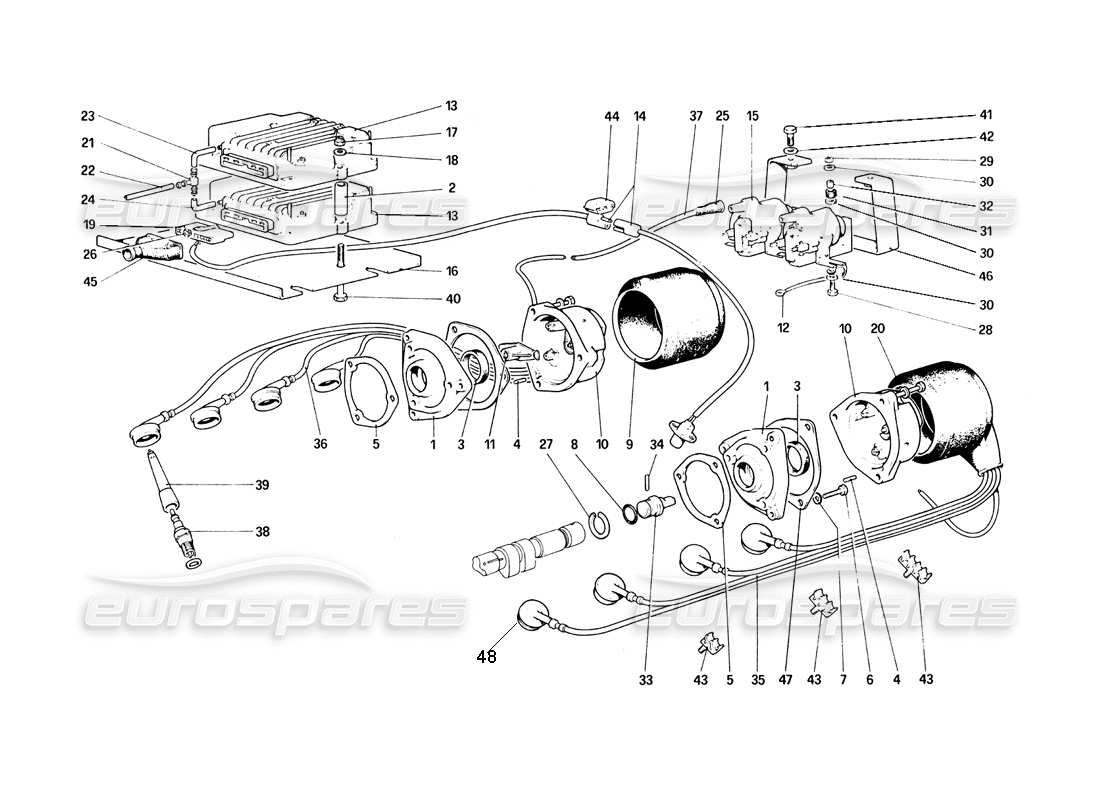VIEW PARTS DIAGRAMS FROM THE FERRARI 308 PARTS CATALOGUE a part diagram from the ferrari 308 parts catalogue