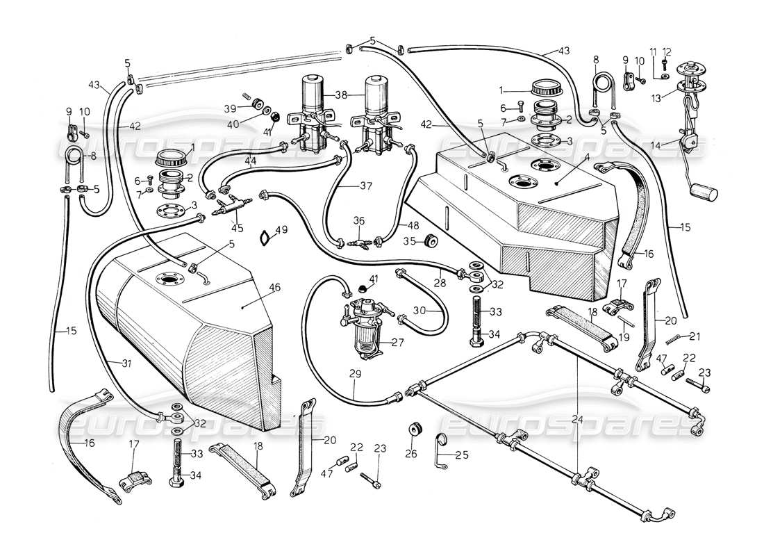 a part diagram from the lamborghini countach parts catalogue