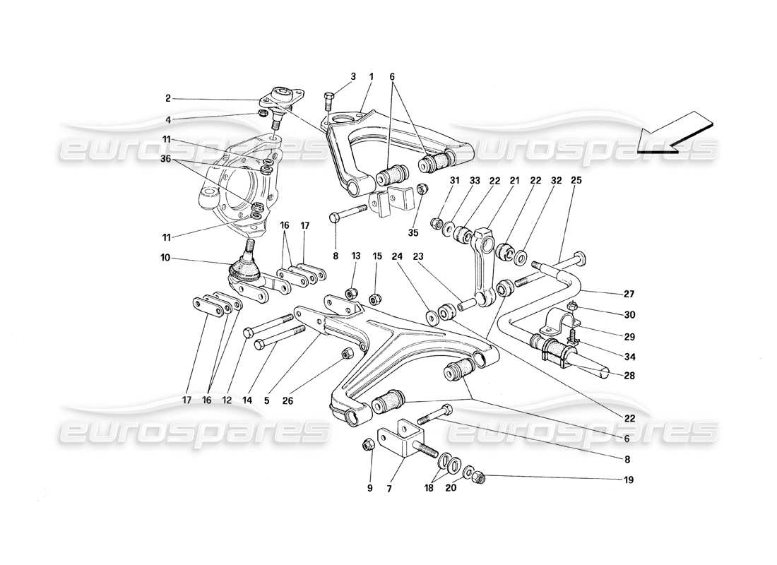 a part diagram from the ferrari 348 (1993) tb / ts parts catalogue