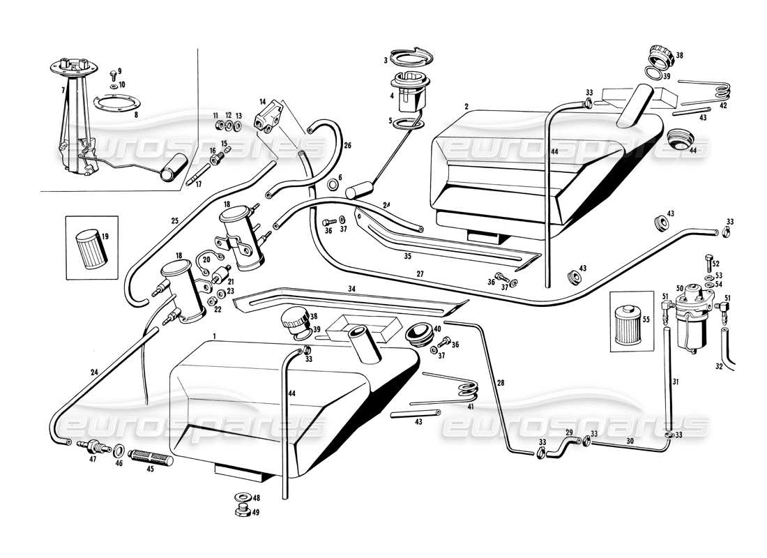 a part diagram from the maserati ghibli (1967-1973) parts catalogue