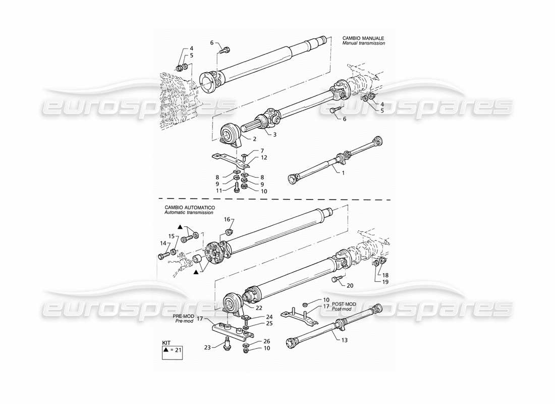 a part diagram from the maserati quattroporte (1996-2001) parts catalogue