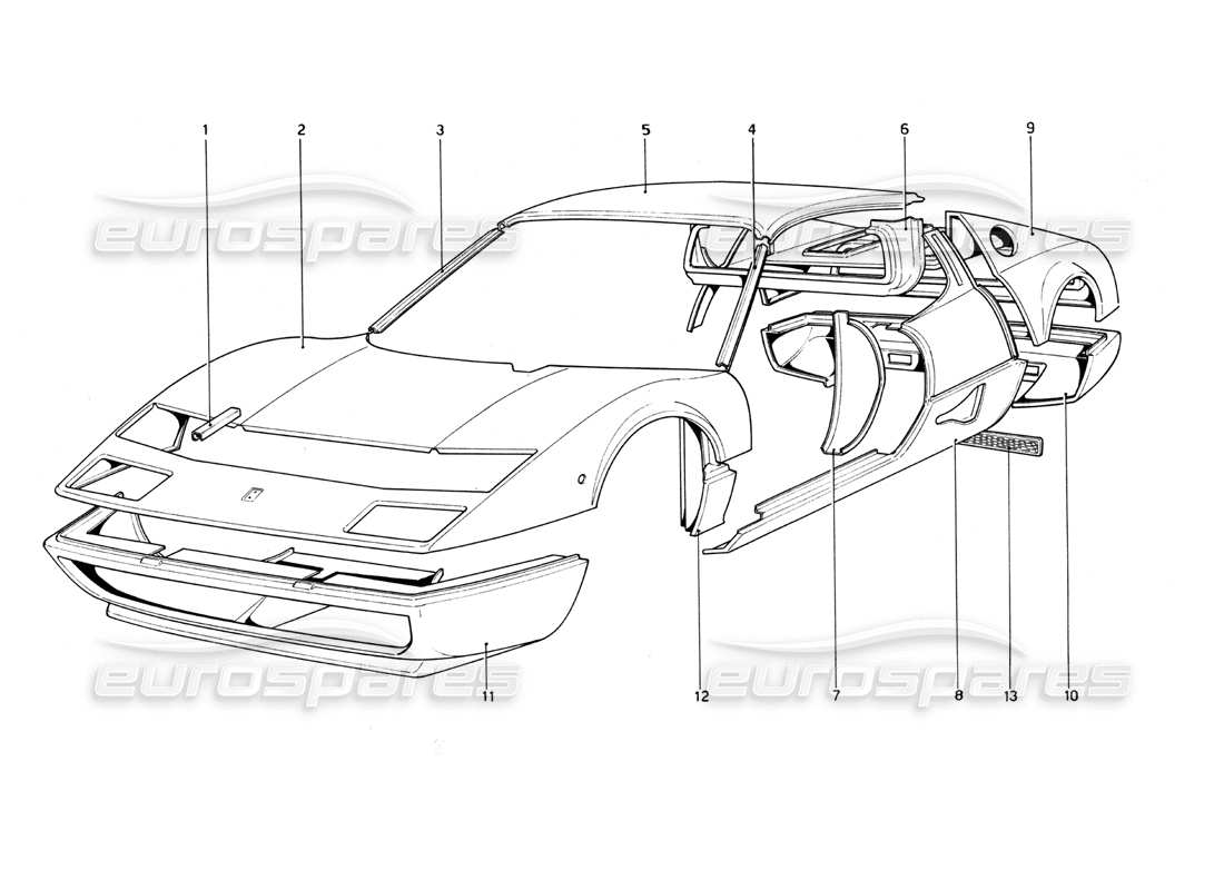 a part diagram from the ferrari 512 parts catalogue