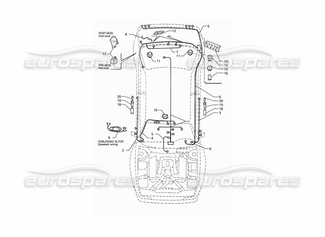 a part diagram from the maserati ghibli (1993-1995) parts catalogue