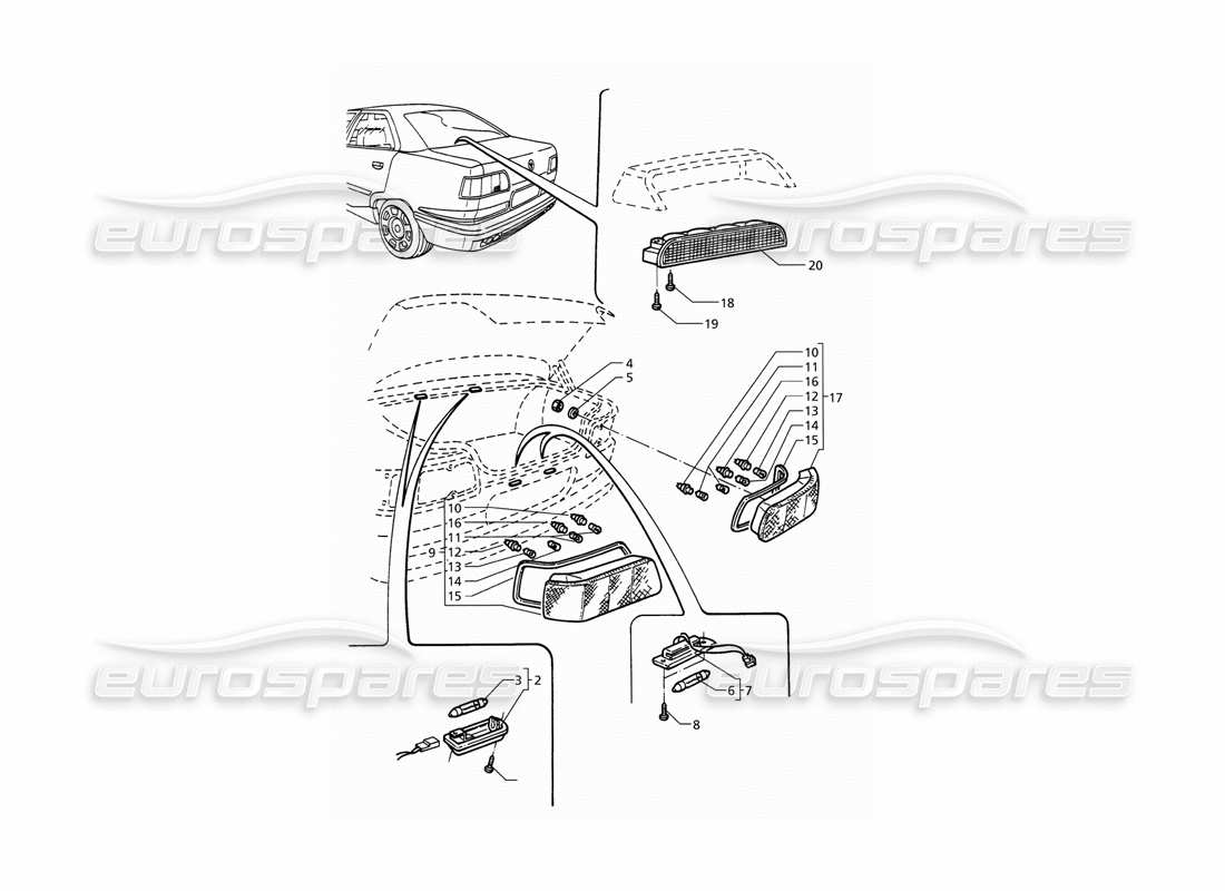 a part diagram from the Maserati QTP V6 (1996) parts catalogue