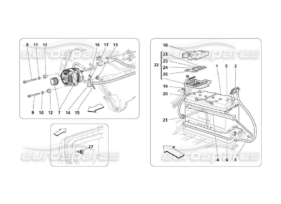 a part diagram from the maserati qtp. (2006) 4.2 parts catalogue
