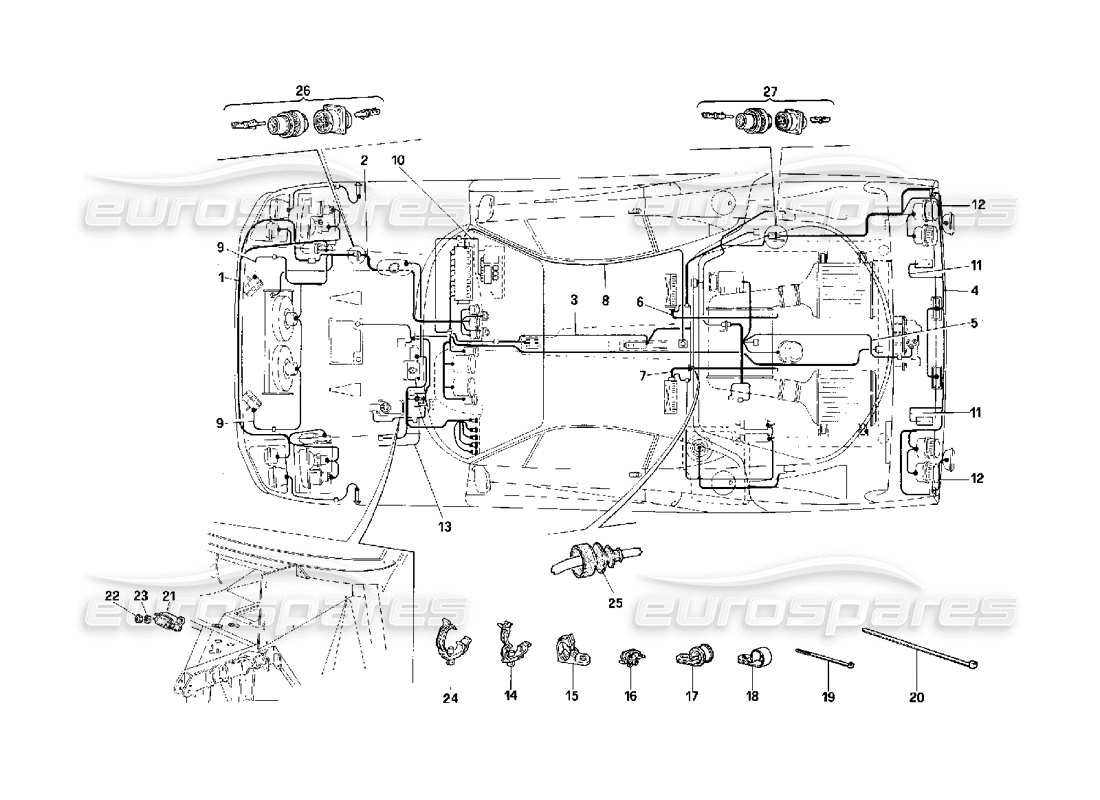 VIEW PARTS DIAGRAMS FROM THE FERRARI F40 PARTS CATALOGUE a part diagram from the ferrari f40 parts catalogue