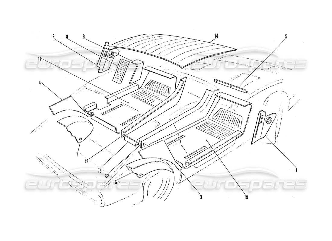 a part diagram from the ferrari 365 gtc4 (coachwork) parts catalogue