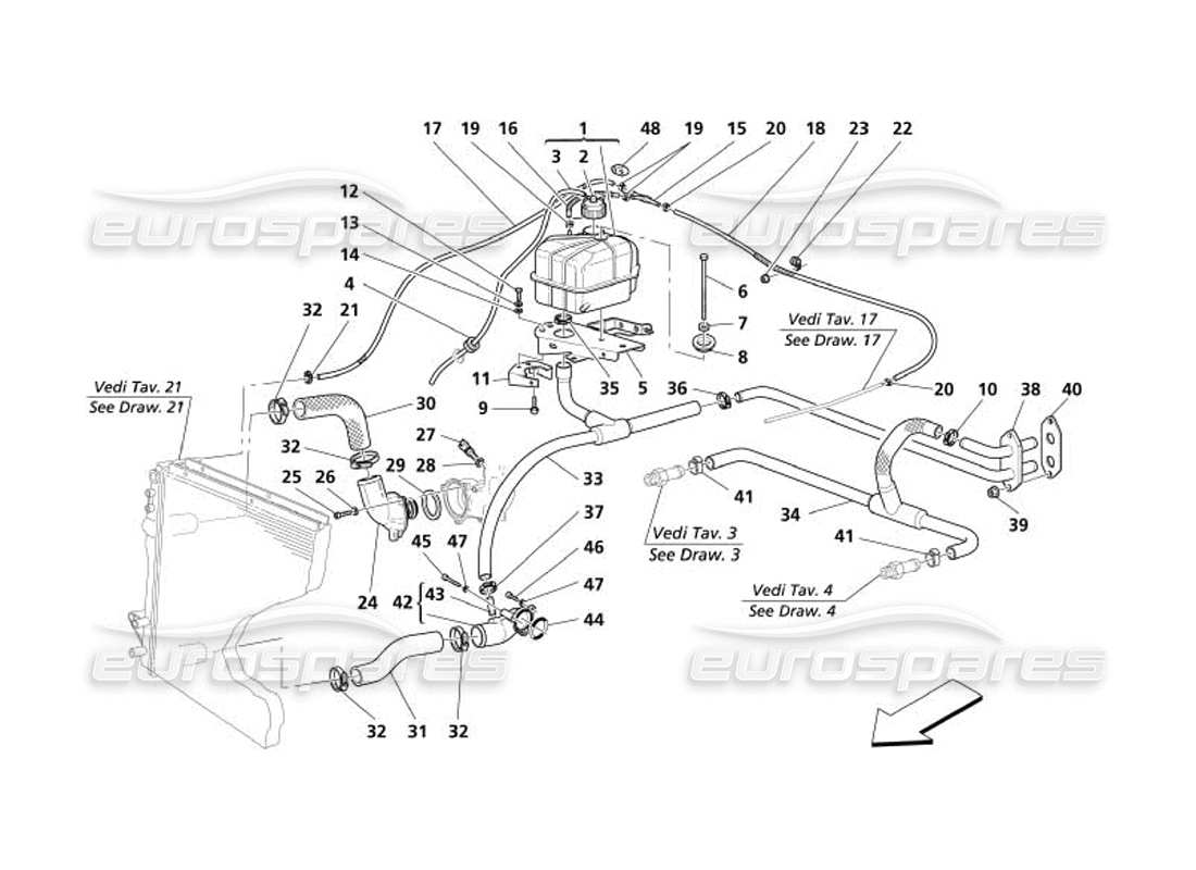 a part diagram from the maserati 4200 spyder (2005) parts catalogue