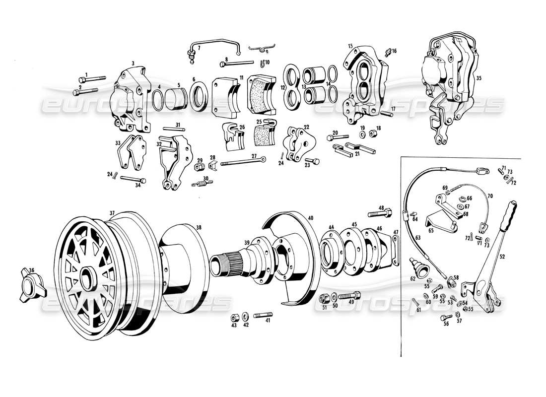 a part diagram from the maserati ghibli (1967-1973) parts catalogue