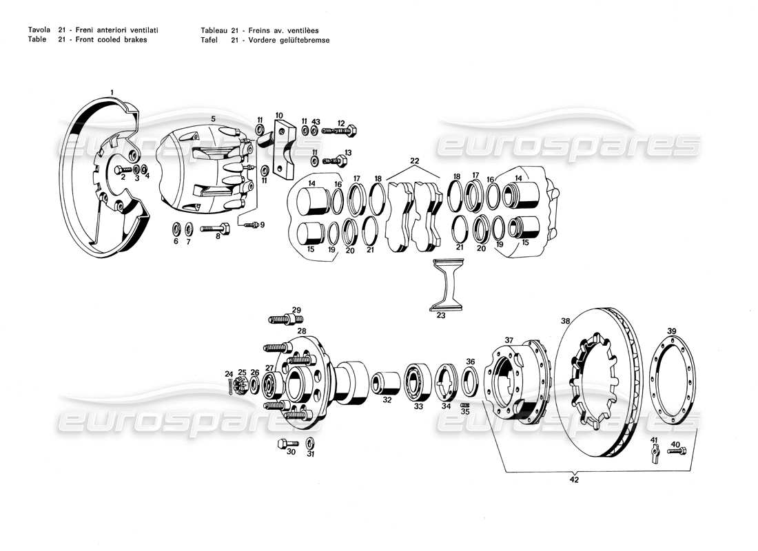 a part diagram from the maserati merak 3.0 parts catalogue