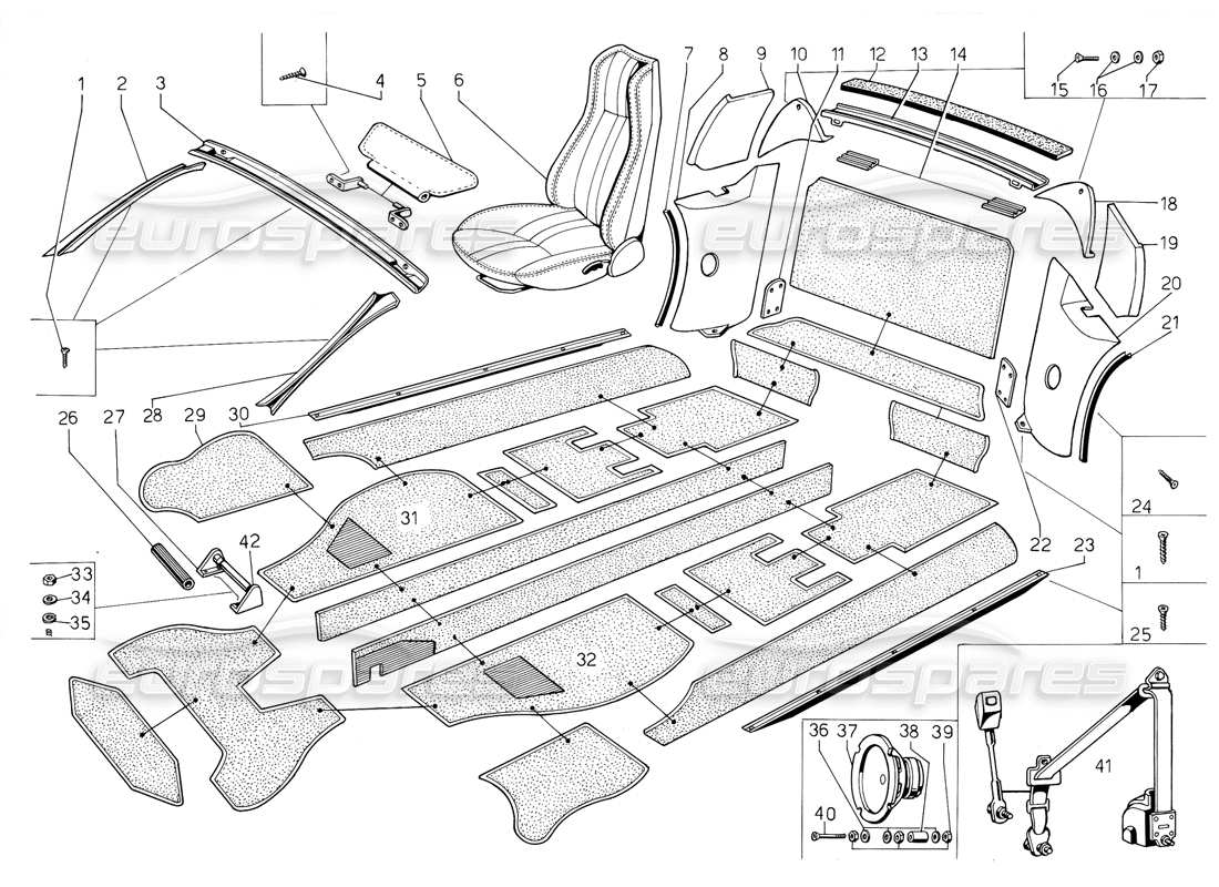 a part diagram from the lamborghini jalpa 3.5 (1984) parts catalogue