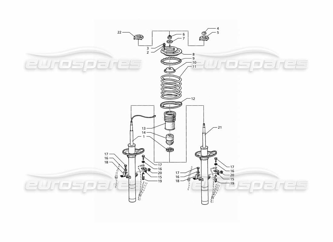 a part diagram from the maserati ghibli (1993-1995) parts catalogue