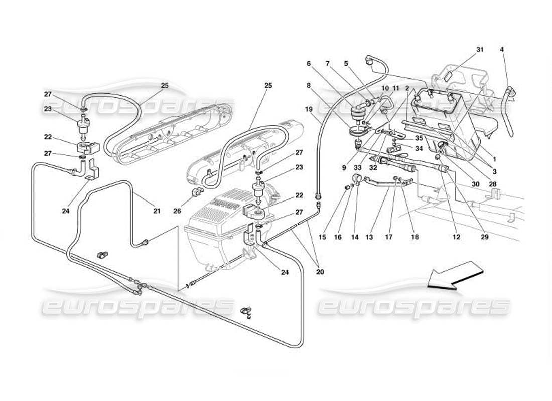 a part diagram from the Ferrari 550 Barchetta parts catalogue