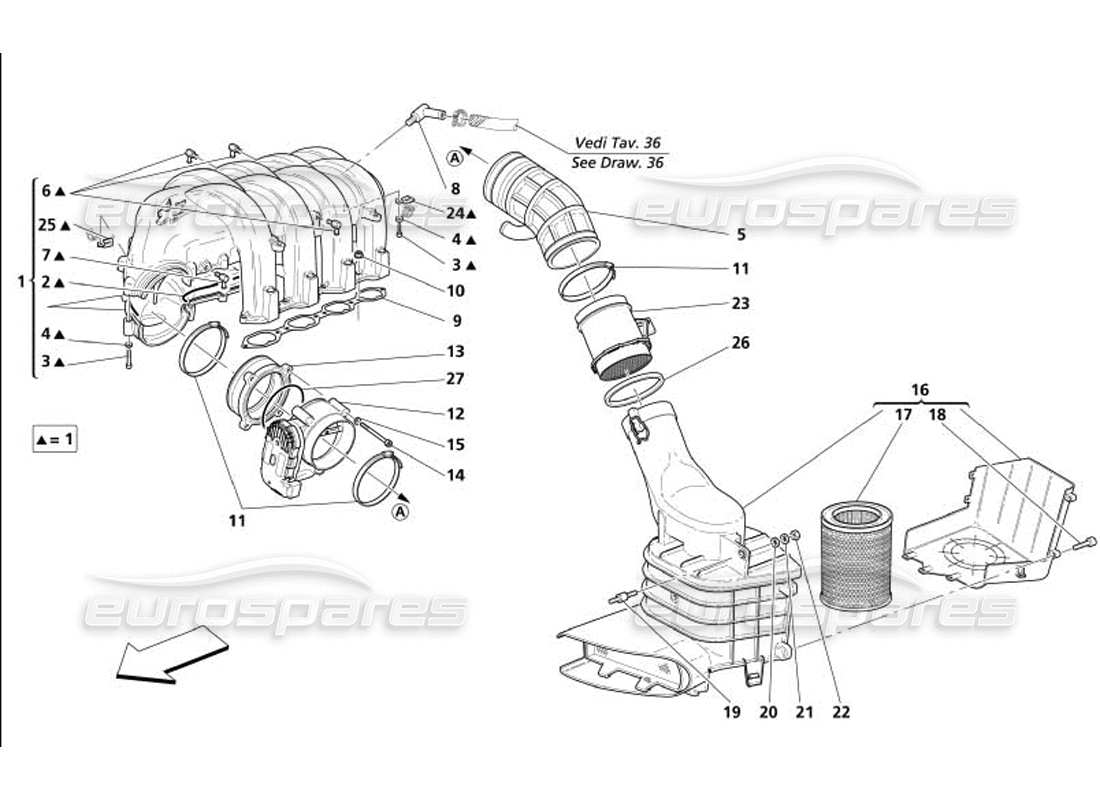a part diagram from the maserati 4200 parts catalogue