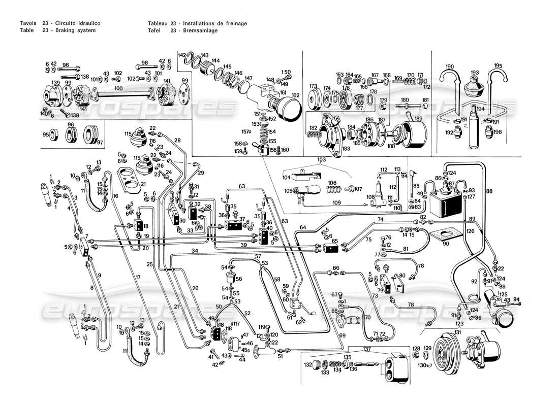 a part diagram from the maserati merak 3.0 parts catalogue