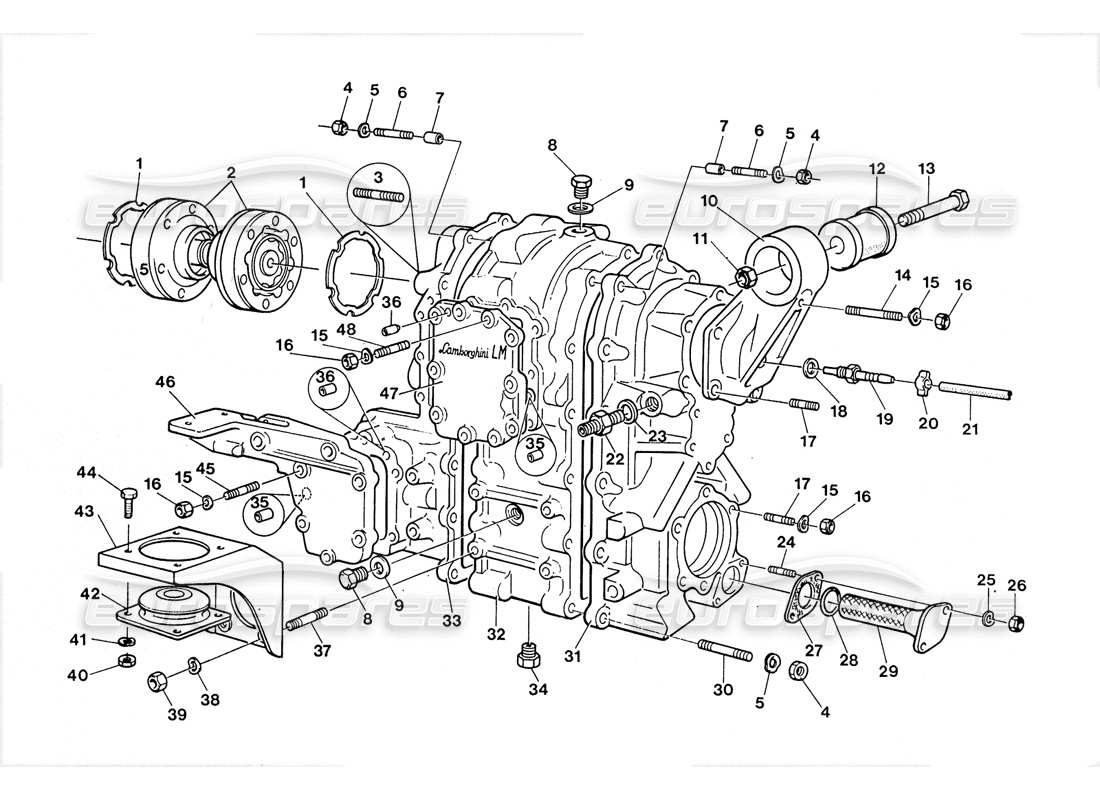 a part diagram from the lamborghini lm002 (1988) parts catalogue