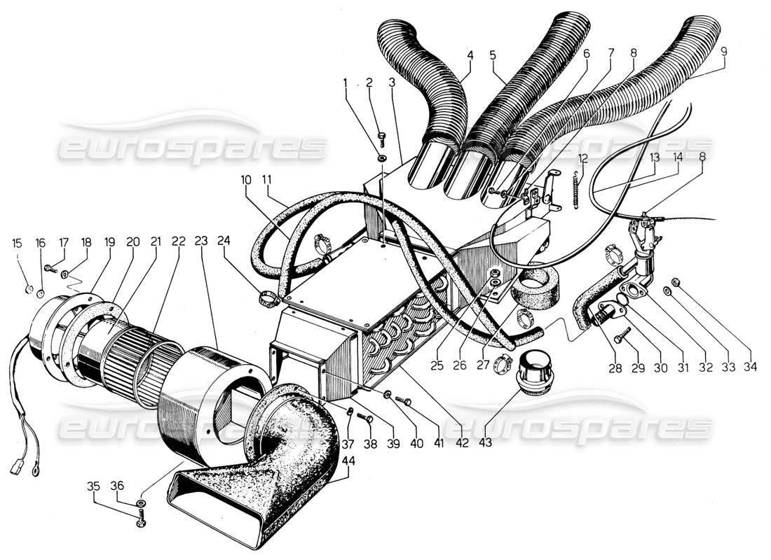 a part diagram from the lamborghini urraco p300 parts catalogue