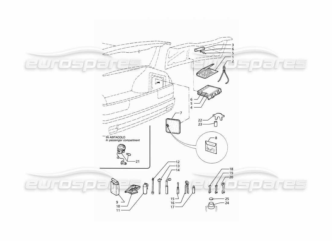 a part diagram from the maserati ghibli (1993-1995) parts catalogue
