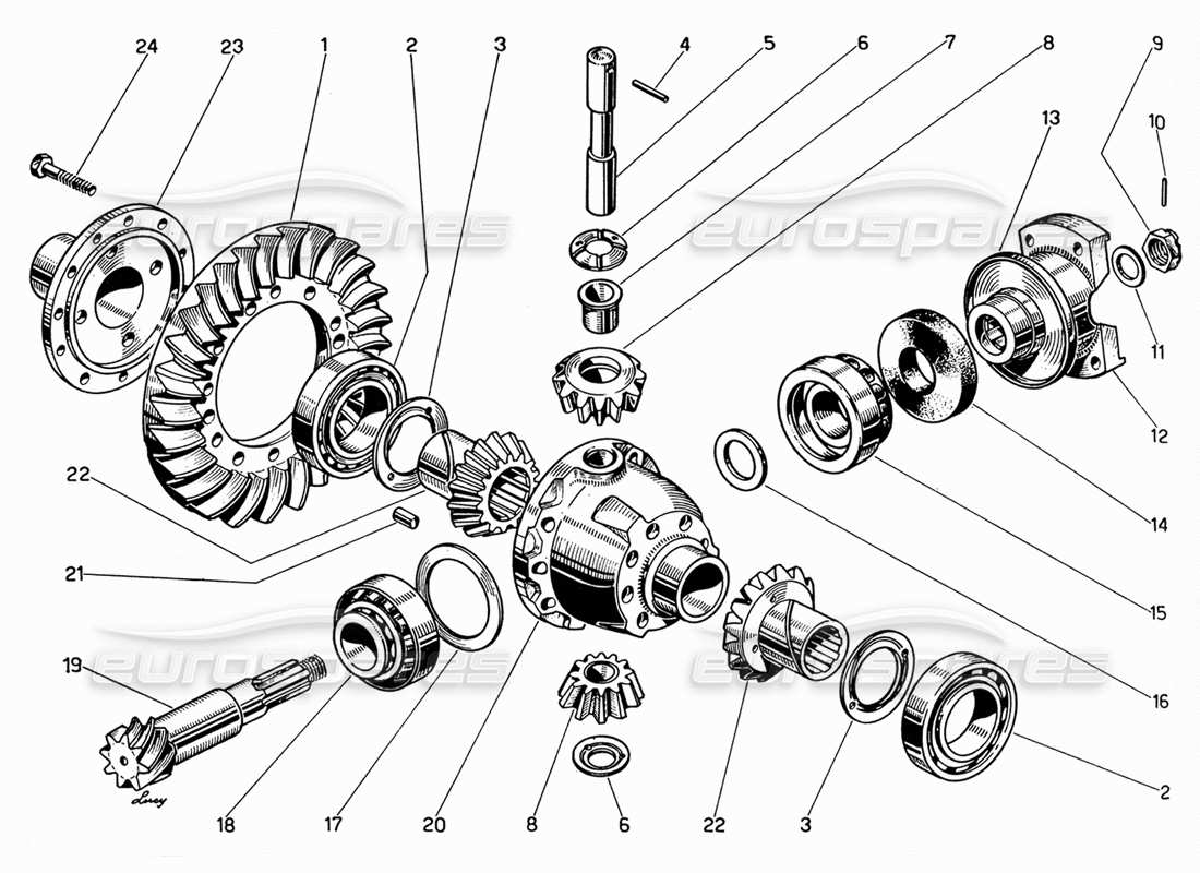 a part diagram from the ferrari 330 gt 2+2 parts catalogue