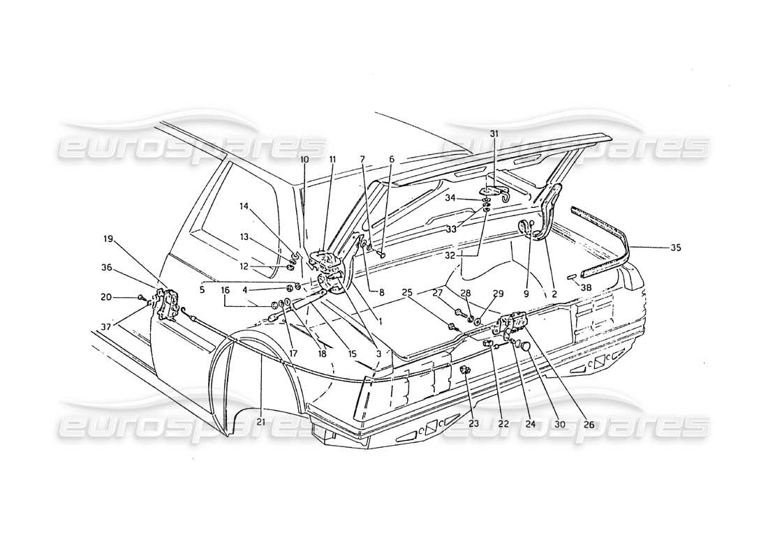 a part diagram from the maserati biturbo 2.5 (1984) parts catalogue