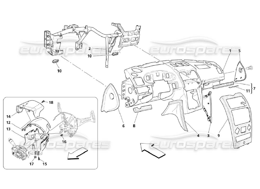 a part diagram from the maserati quattroporte m139 (2005-2013) parts catalogue