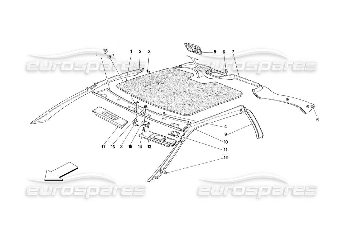 a part diagram from the Ferrari 348 (1993) TB / TS parts catalogue