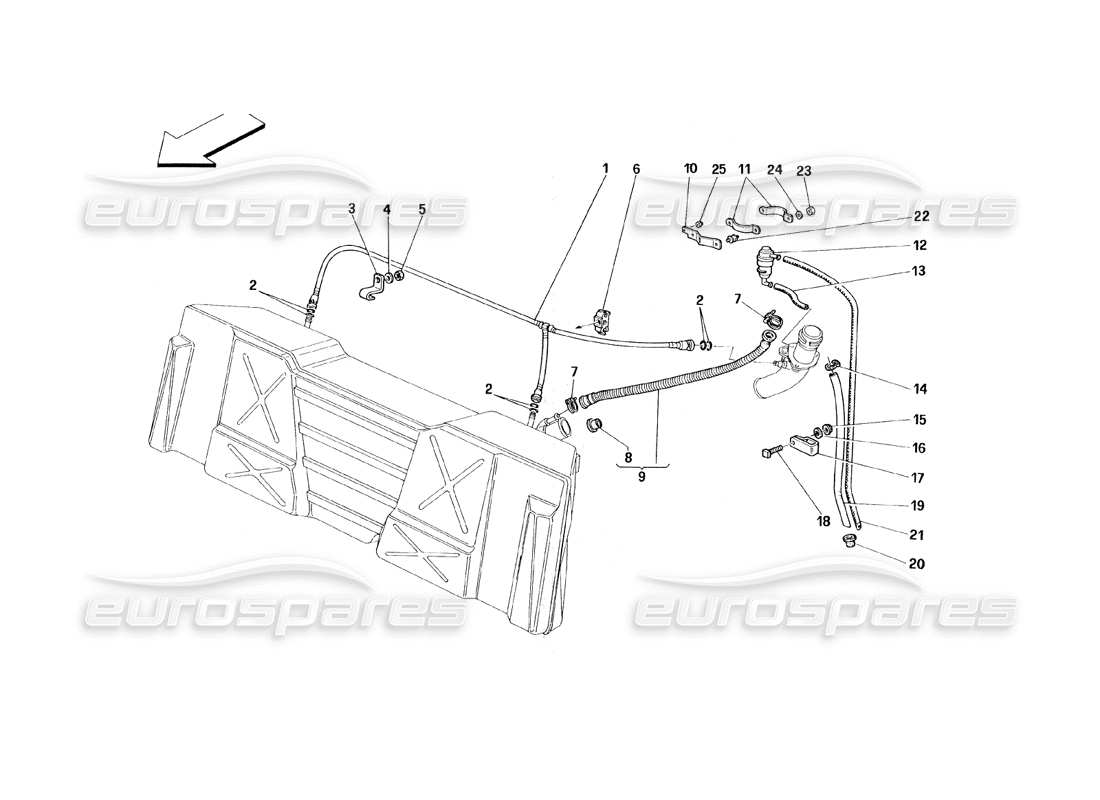 a part diagram from the ferrari 348 (1993) tb / ts parts catalogue