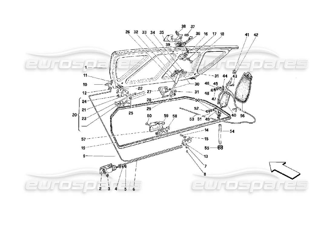 a part diagram from the ferrari mondial parts catalogue
