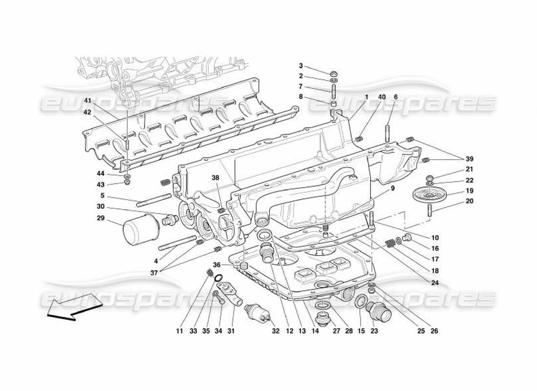 ferrari 550 barchetta lubrication - oil sumps and filters parts diagram