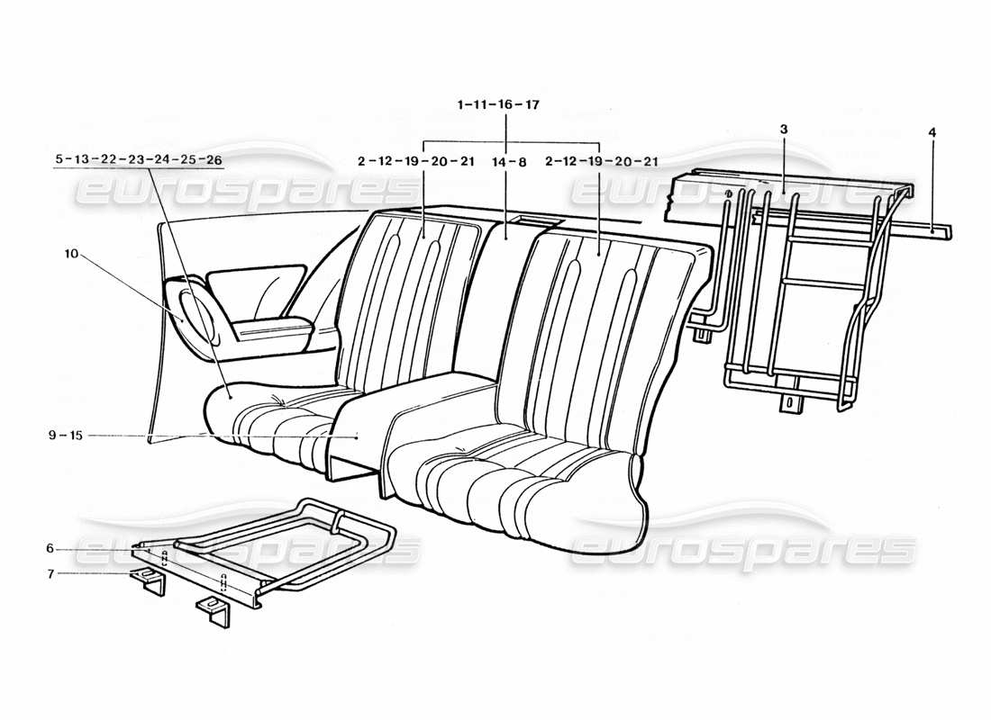 ferrari 400 gt / 400i (coachwork) rear seats parts diagram