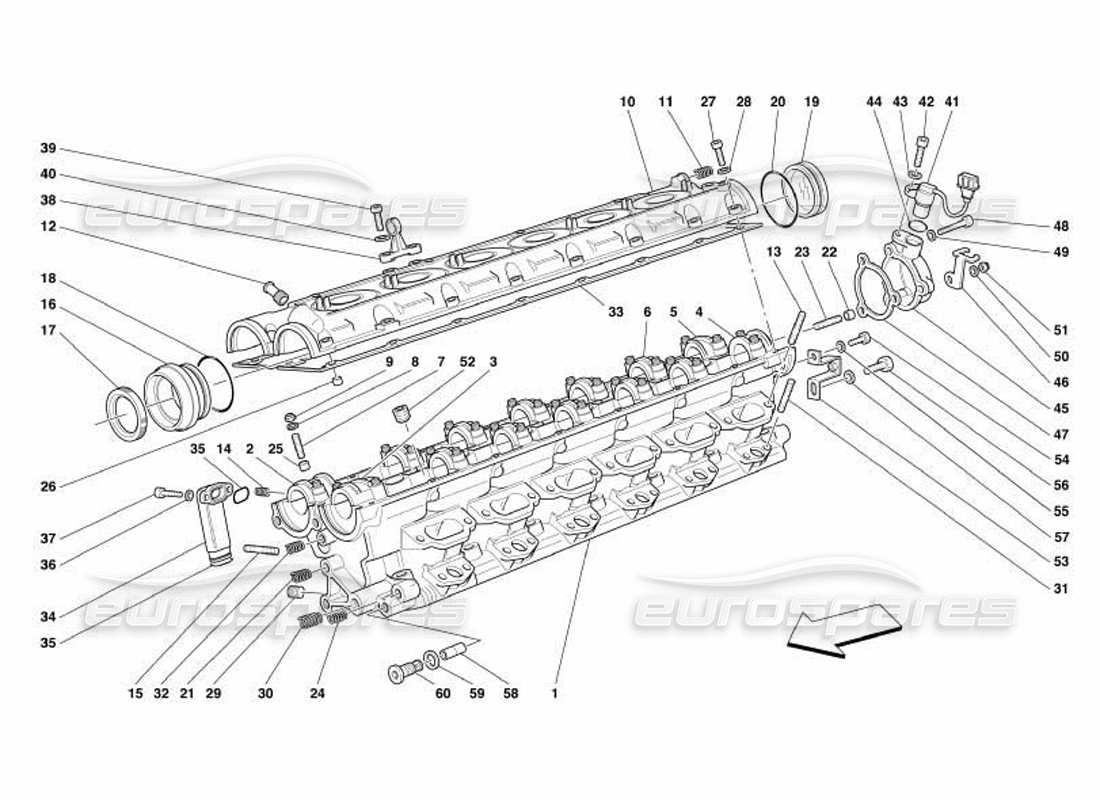 ferrari 550 barchetta rh cylinder head parts diagram