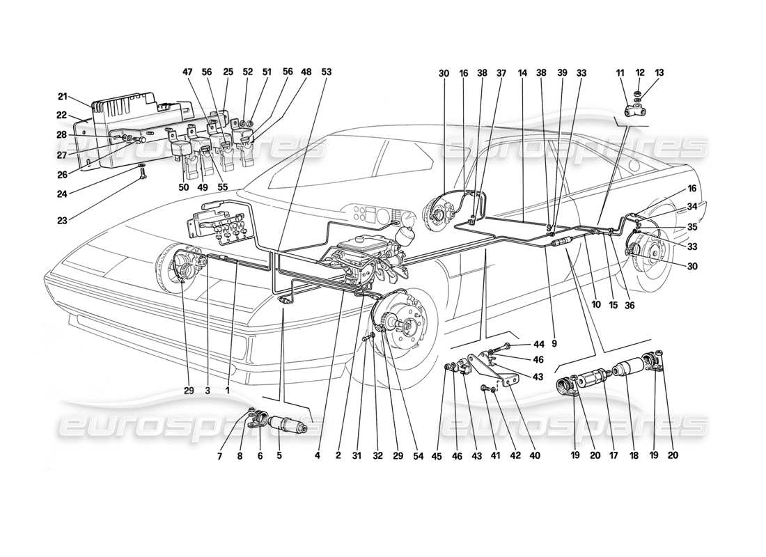 ferrari mondial 3.2 qv (1987) anti skid system parts diagram