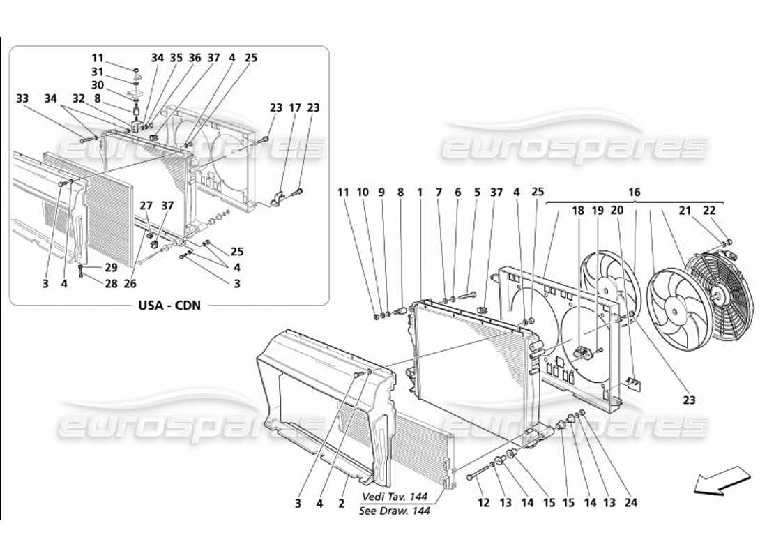 maserati 4200 coupe (2005) cooling system radiator parts diagram