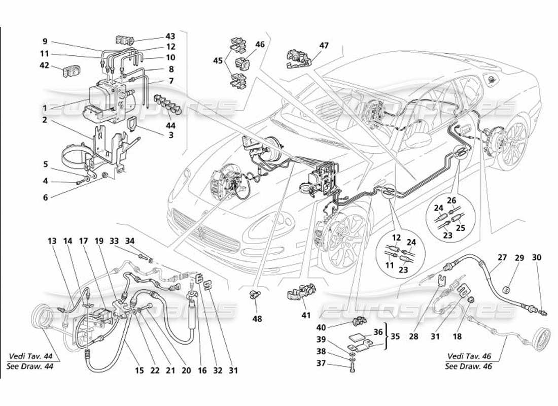 maserati 4200 coupe (2005) braking system -valid for gd- parts diagram