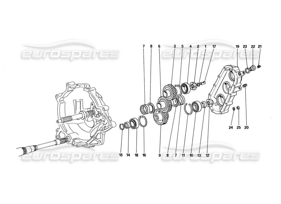 ferrari 328 (1988) gearbox transmission parts diagram