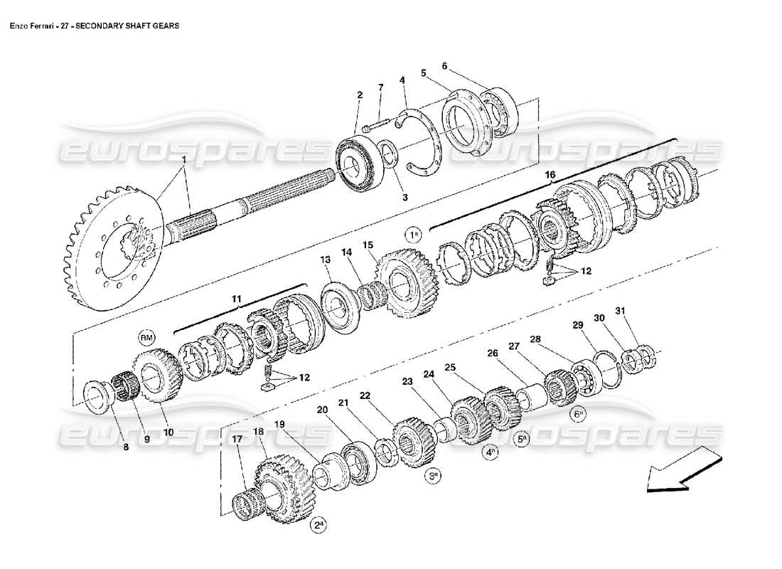 ferrari enzo secondary shaft gears part diagram
